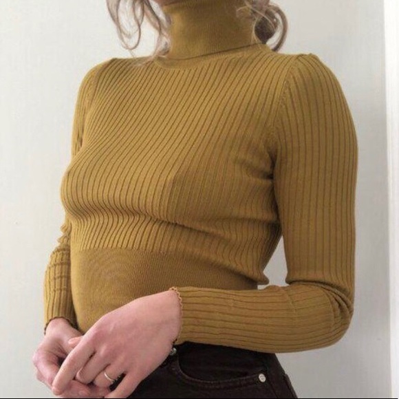 Mustard colour ribbed turtleneck - Picture 4 of 4
